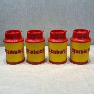 Vtg Starburst Chiller Can Cooler Koozie with Lid Set of 4 Retro 1993 Foam Plasti